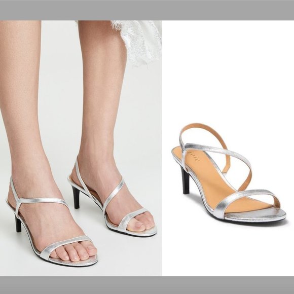NWD $278 Joie Madi Metallic‎ Silver Leather Slingback Sandals [ SZ 38.5 ] #JR - Picture 2 of 12